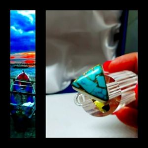 Turquoise Rustic Brass Ring